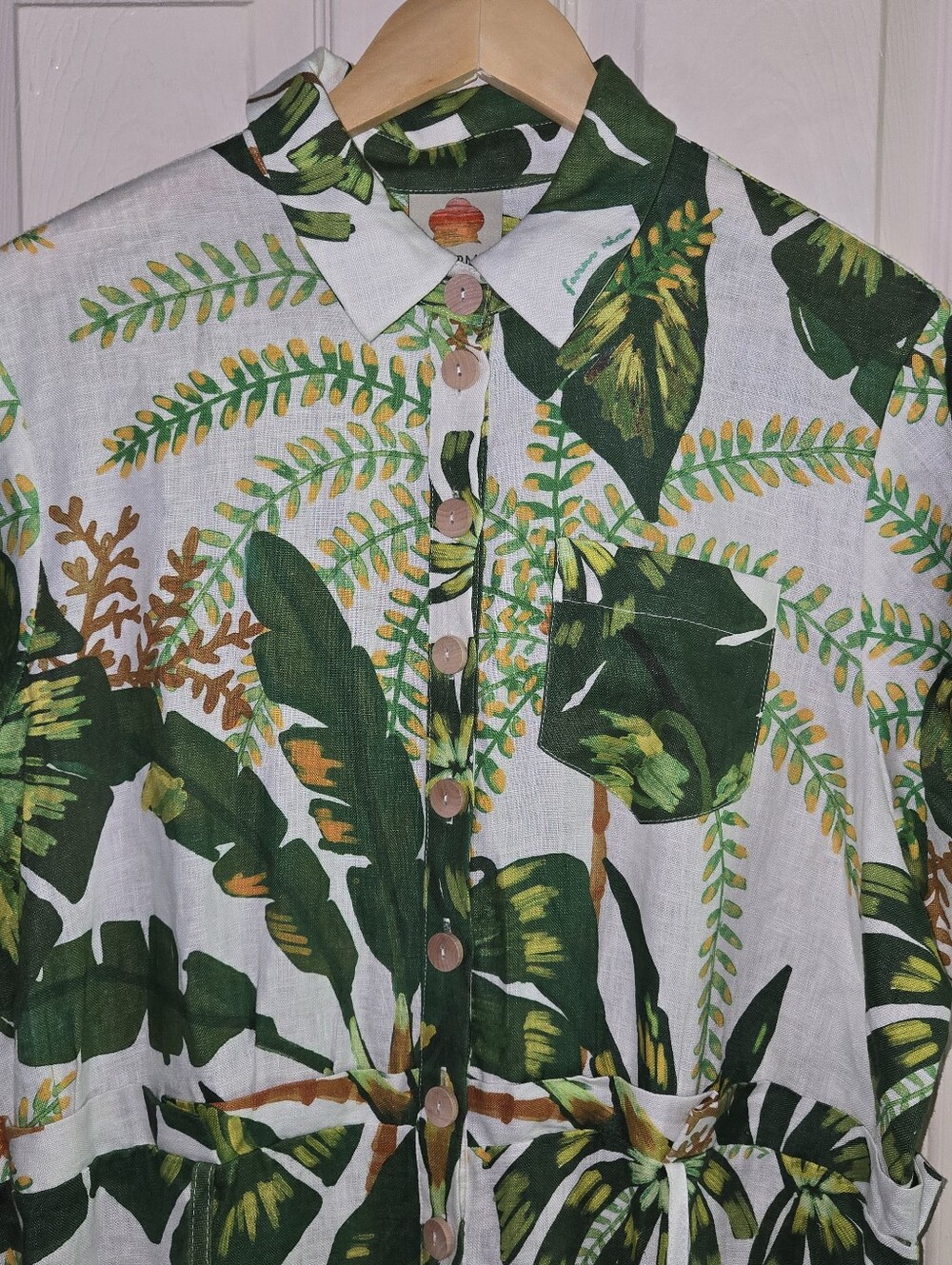 Farm Rio Tropical Forest Linen Jumpsuit XL NWT Brunch Weekend Chic - Picture 9 of 12